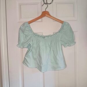 Women's Sunday Best Aritzia Organic Cotton And Linen Crop "Folk" Top